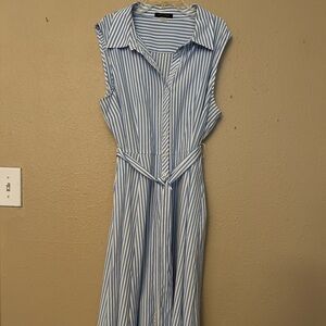 Tommy Hilfiger Light Blue and White Striped midi dress